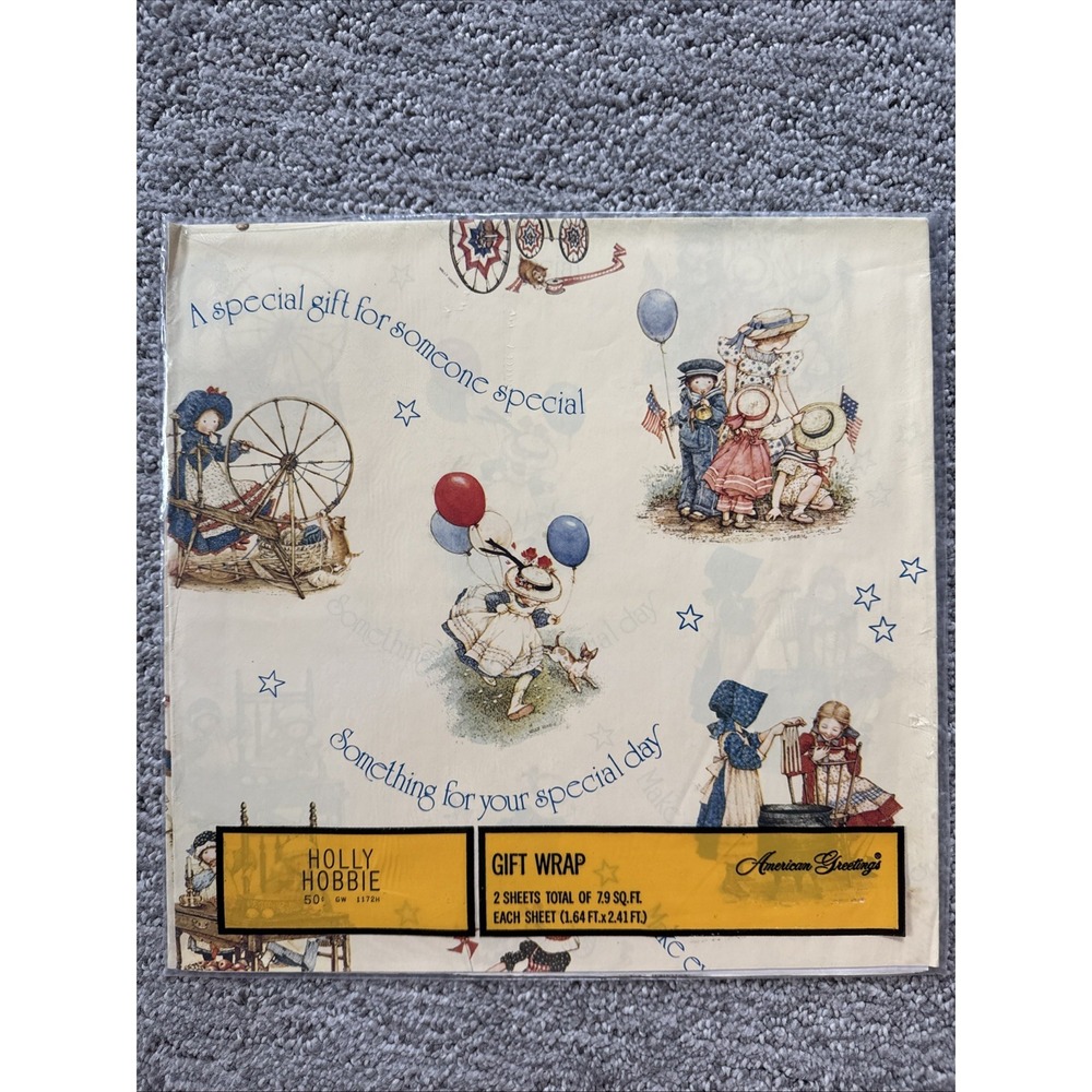 Vintage Holly Hobbie American Greeting Gift Wrap Wrapping Paper Special Day